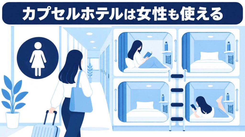 女性が利用できるカプセルホテルのイメージ図